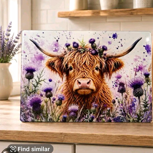 Highland cow purple - &, thistle
